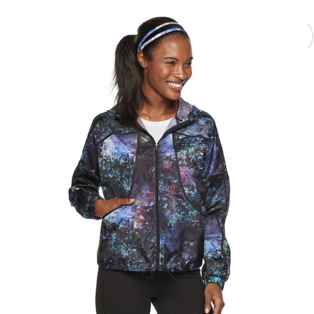 Fila sport Dolan windbreaker jacket galaxxy Print Lightweight- Black & Purple S